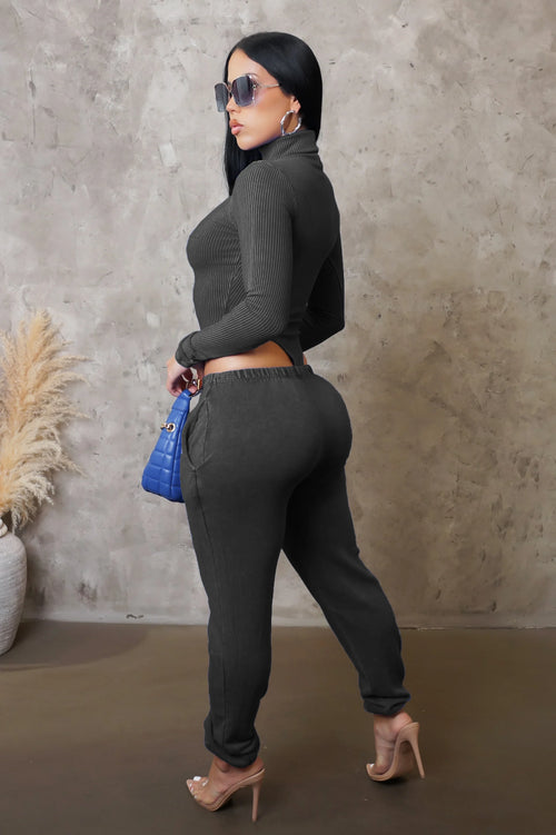 Staying In Pant Set - Black