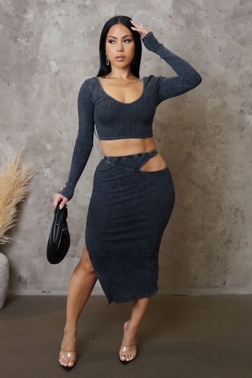 Think Of Me Skirt Set - Slate