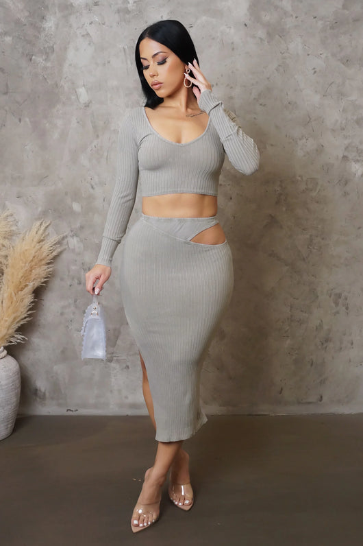 Think Of Me Skirt Set - Grey
