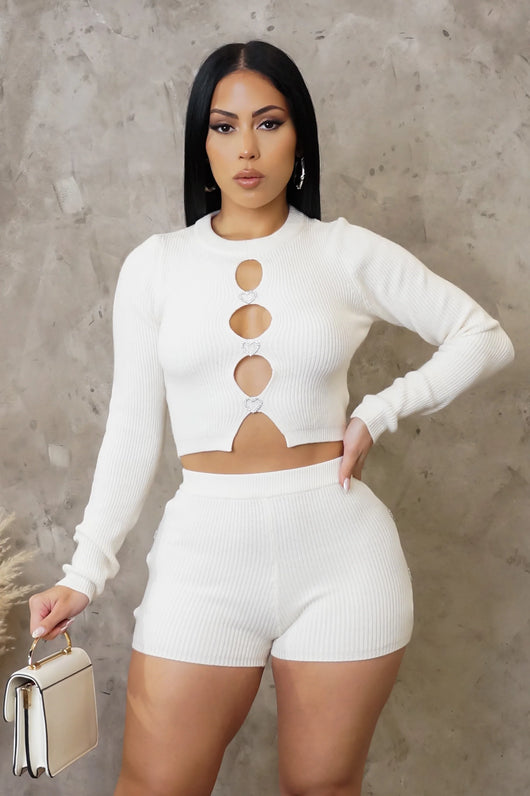 Change My Mind Short Set - White