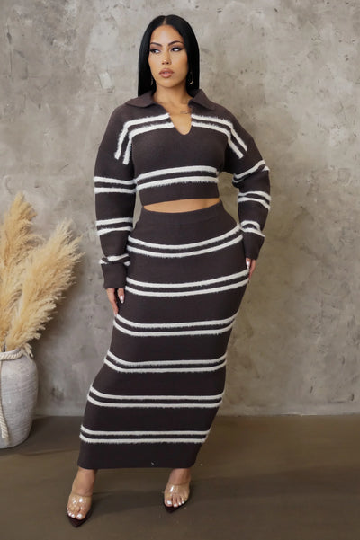Forever Young Skirt Set - Brown
