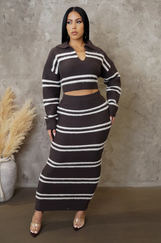 Forever Young Skirt Set - Brown