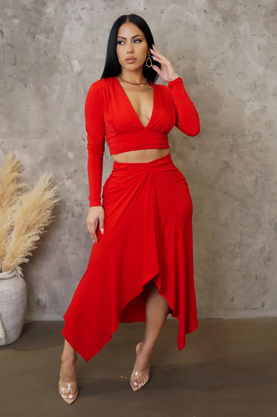 Night Out Skirt Set - Red