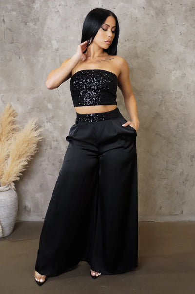 Shine On Me Pant Set - Black