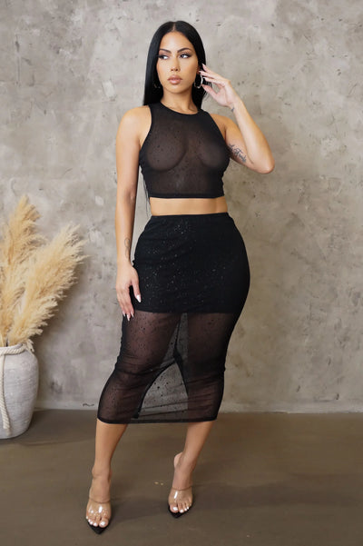 Did It Again Skirt Set - Black