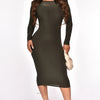 Cutting Deep Midi Dress - Green