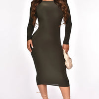 Cutting Deep Midi Dress - Green