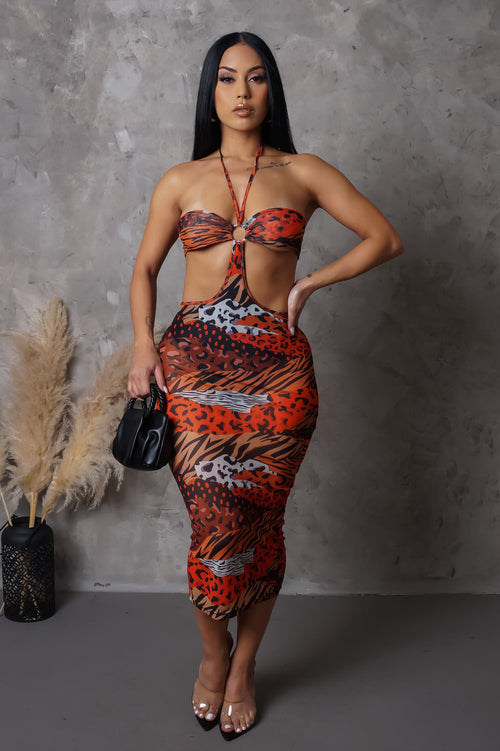 My Tribe Midi Dress - Orange