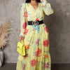 Floral Print Maxi Dress - Yellow