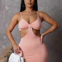 Low-Key Mini Dress - Peach