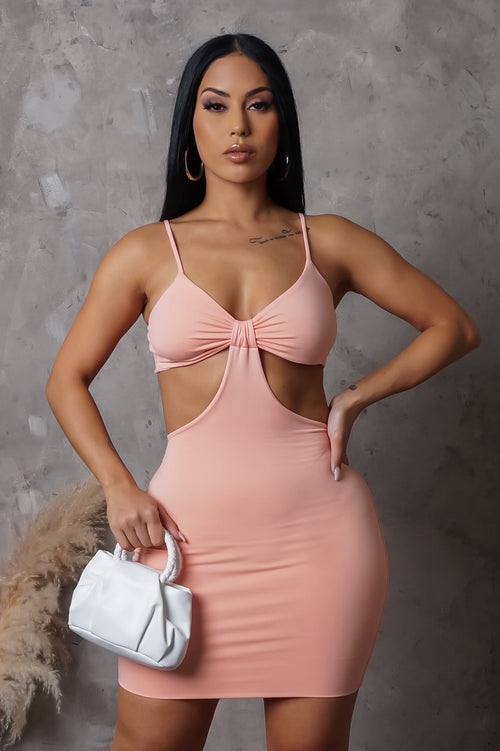 Low-Key Mini Dress - Peach