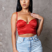 Marlene Corset Crop Top - Red