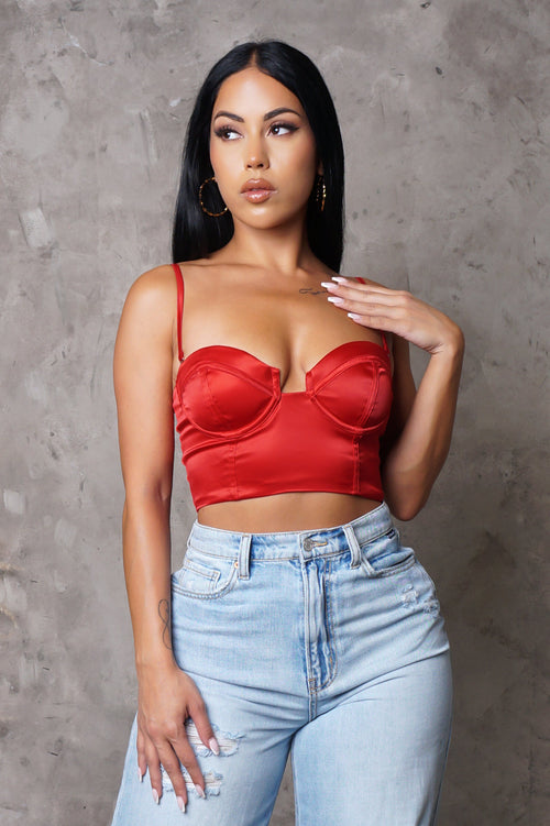 Marlene Corset Crop Top - Red