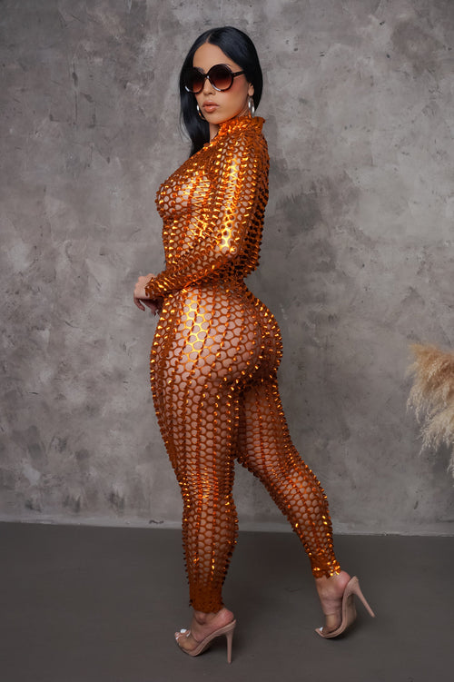 Not My Concern Jumpsuit - Orange