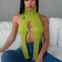 Crystal Ring Crop Top - Green