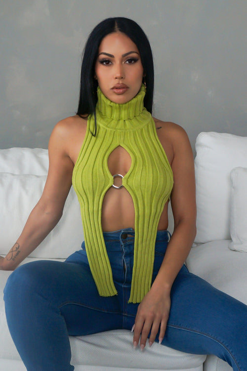 Crystal Ring Crop Top - Green
