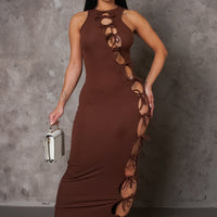 Caught In A Knot Maxi Dress - Brown