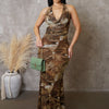 Mesh Me Maxi Dress - Brown
