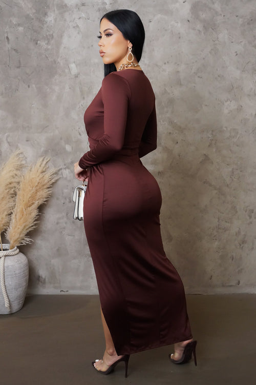Devious Maxi Dress - Brown