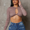 No More Lies Crop Top - Taupe