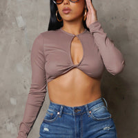 No More Lies Crop Top - Taupe