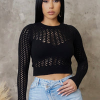 Crochet Crop Top - Black