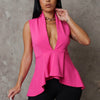 Deep Plunge Top - Fuchsia