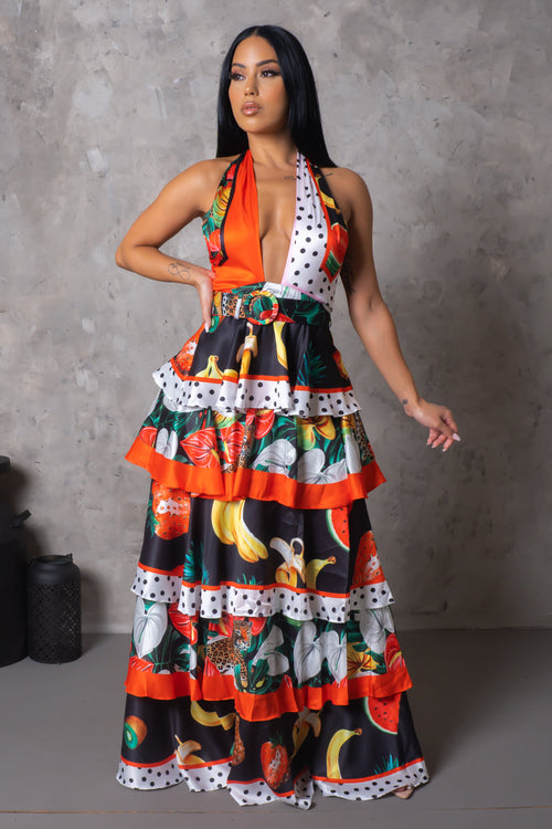 Greca Maxi Dress - Red