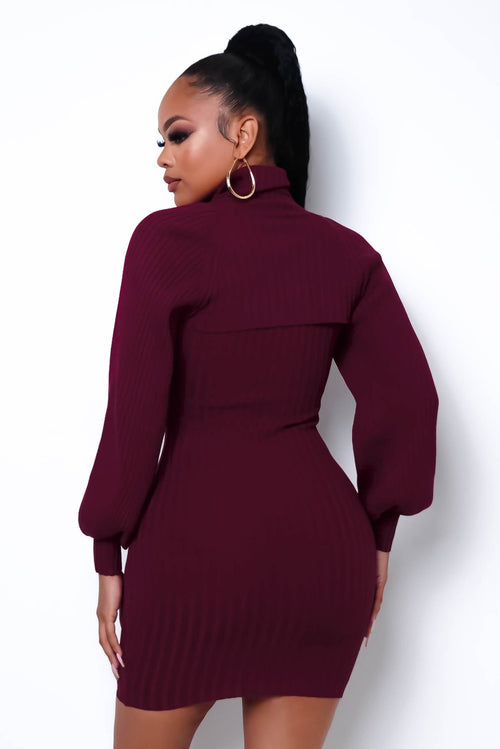 Found Mini Dress - Burgundy
