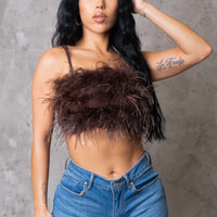 Feathered Up Top - Brown