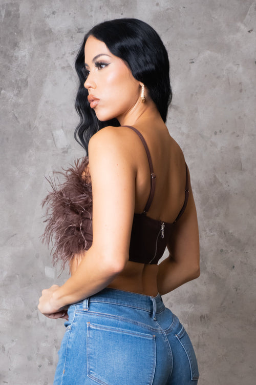 Feathered Up Top - Brown