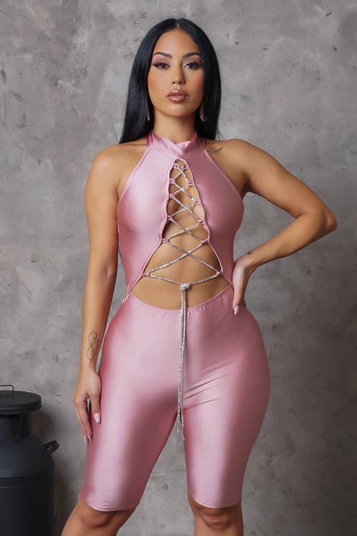 Can't Hide From Me Romper - Rose