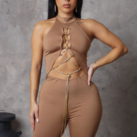 Can't Hide From Me Romper - Brown